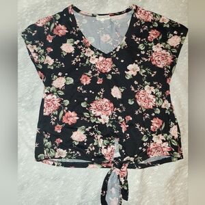 Floral Crop Top Front Tie Small